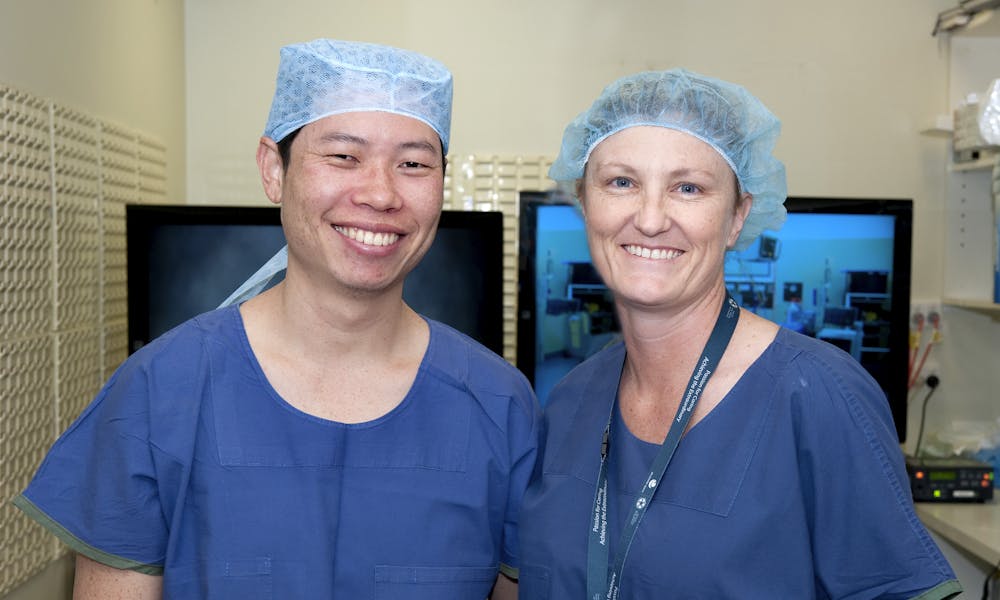 The RMH neurosurgeon Associate Professor Kate Drummond with a surgical colleague