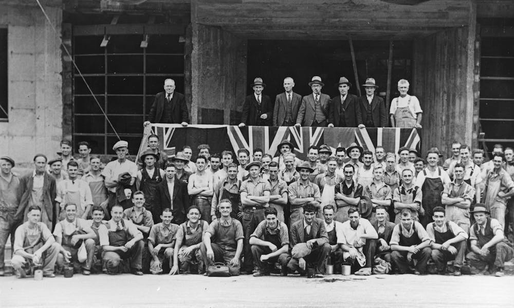 Workers and guests at the laying of Foundation Stone at Parkville 1941