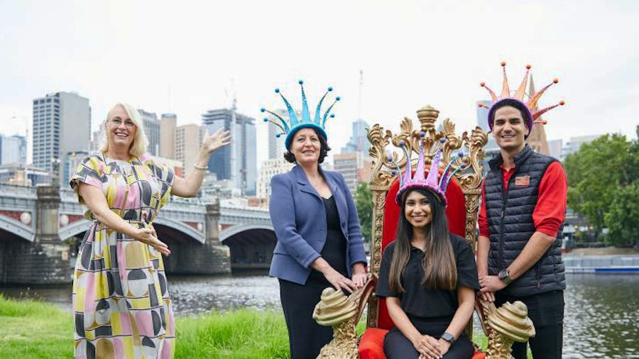 Lord Mayor Sally Capp presents the Moomba monarchs