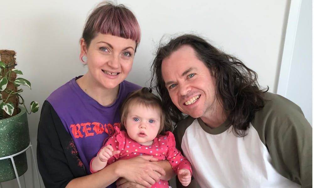 Michael Julian with partner Dominique and daughter Pearl