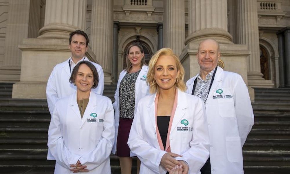 Carrie Bickmore OAM, Professor Doug Hilton AO and representatives of the Brain Cancer Centre