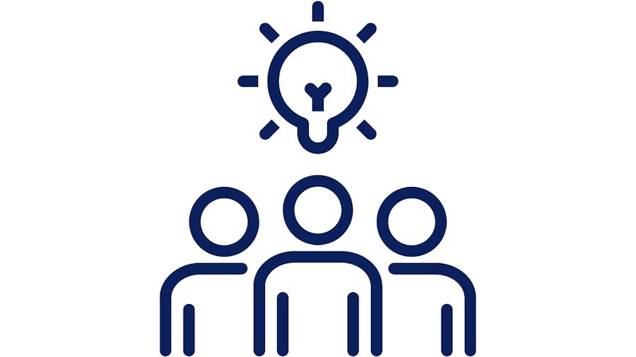 Icon of people with lightbulb sharing ideas