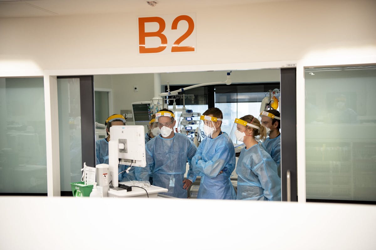 Clinical staff in PPE in the ICU