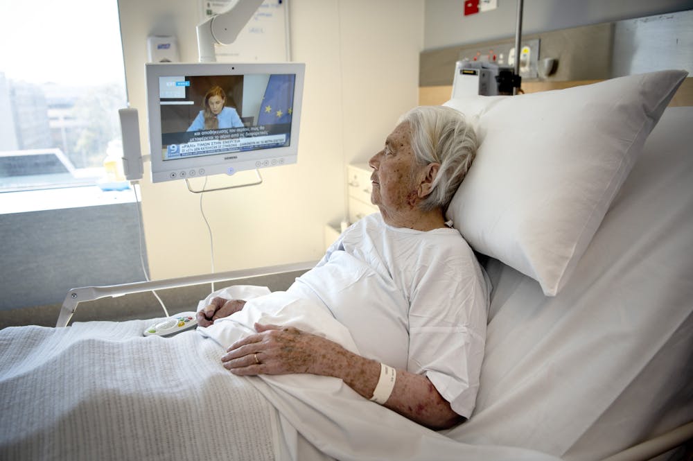 Neurology and Stroke patient in ward watching television