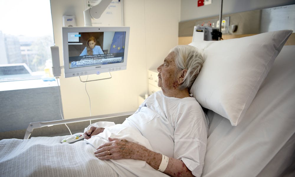 Neurology and Stroke patient in ward watching television