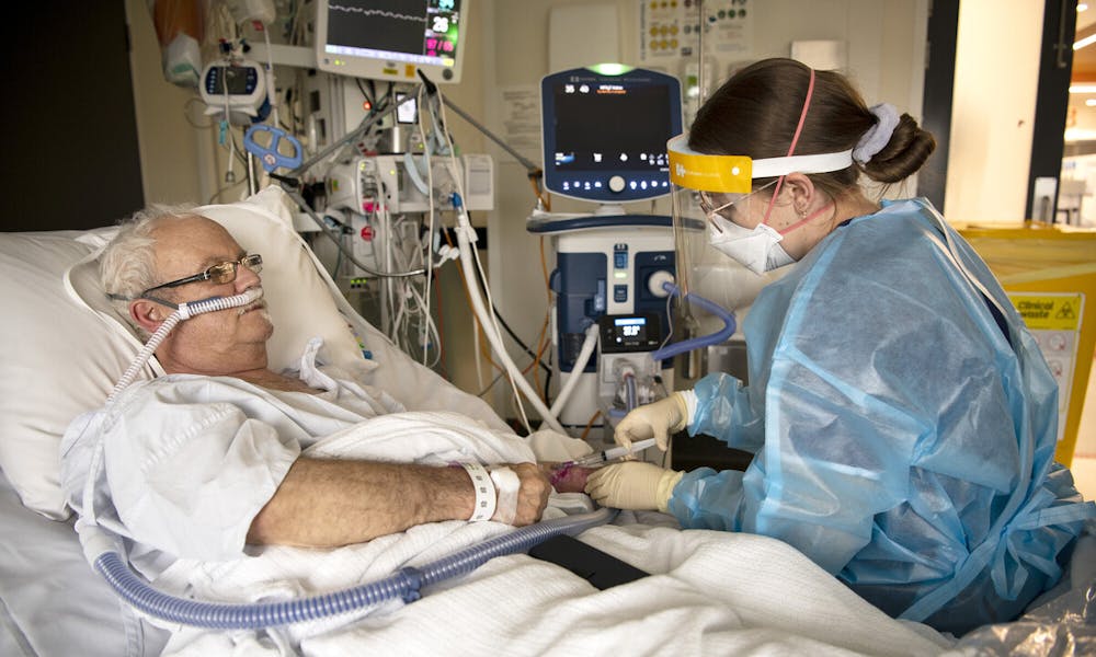 Patient receiving care in ICU