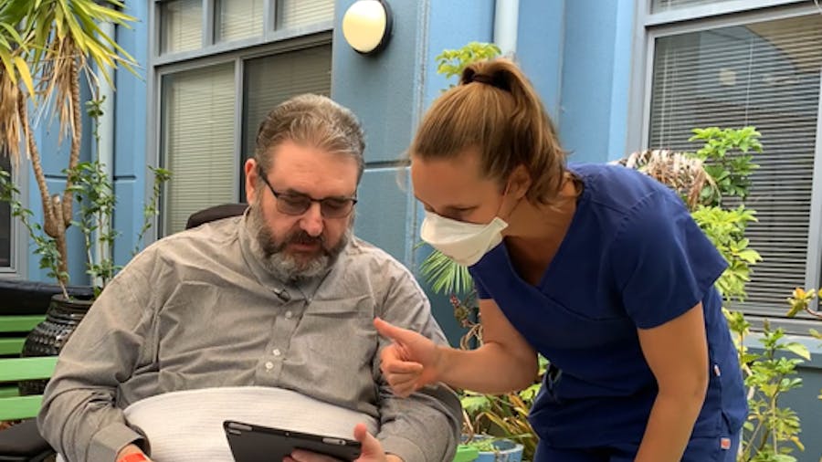 RMH patient Brad and Disability Liaison Officer Jenni Medland