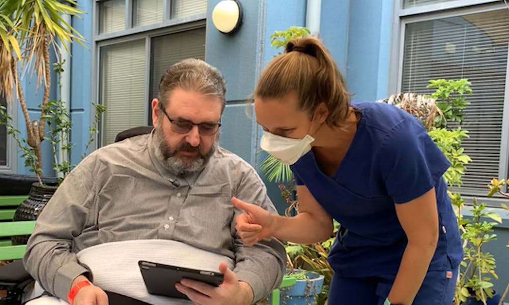 RMH patient Brad and Disability Liaison Officer Jenni Medland