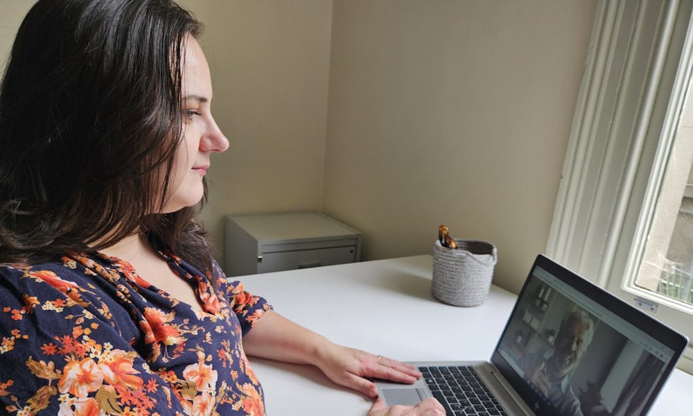 Woman in telehealth video appointment